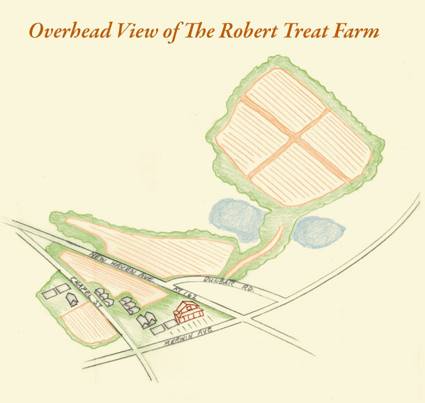 robert treat farm overhead map illustration